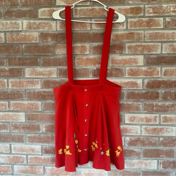 Disney Winnie Pooh Suspender Overalls Skirt Women’s Plus 1X Red - Picture 2 of 11